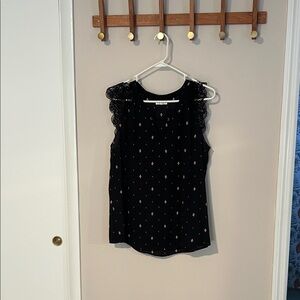 Maurices Black Sleeveless Blouse with Pink Floral Accents